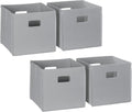 RiverRidge Folding Storage Bins - 4-pack of 10in Tall Gray Cubes