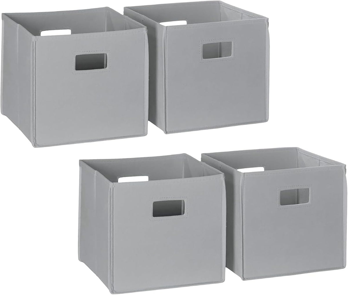 RiverRidge Folding Storage Bins - 4-pack of 10in Tall Gray Cubes