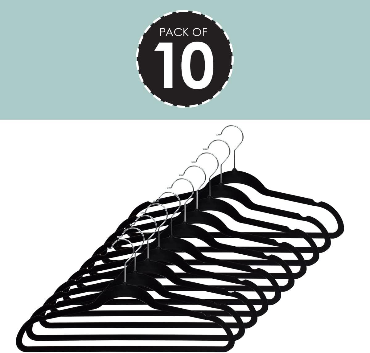 10 PACK VELVET HANGER BLACK