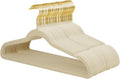 ManGotree Velvet Coat Hangers with 360° Swivel Gold Hook 36 Pack Beige