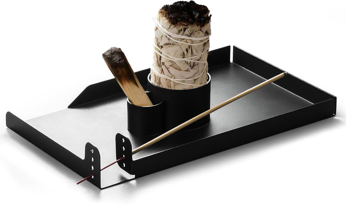 4 in 1 Incense Holder, Sage and Palo Santo Holder with Ash Catch Tray