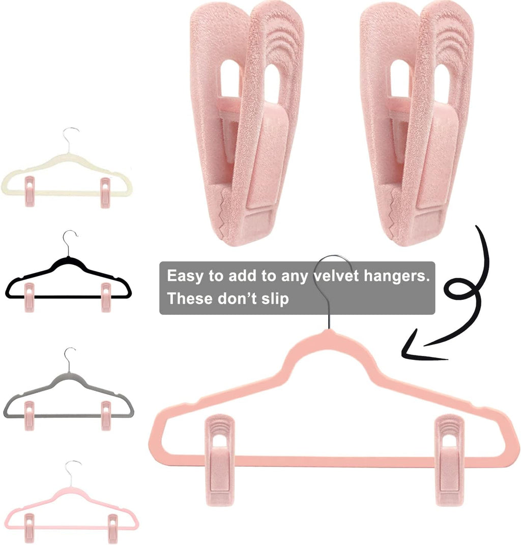 TOFIIGREM Light Pink Velvet Hangers (80-Pack), Non-Slip Strong Hanger Clips for Velvet Skirts & Pants