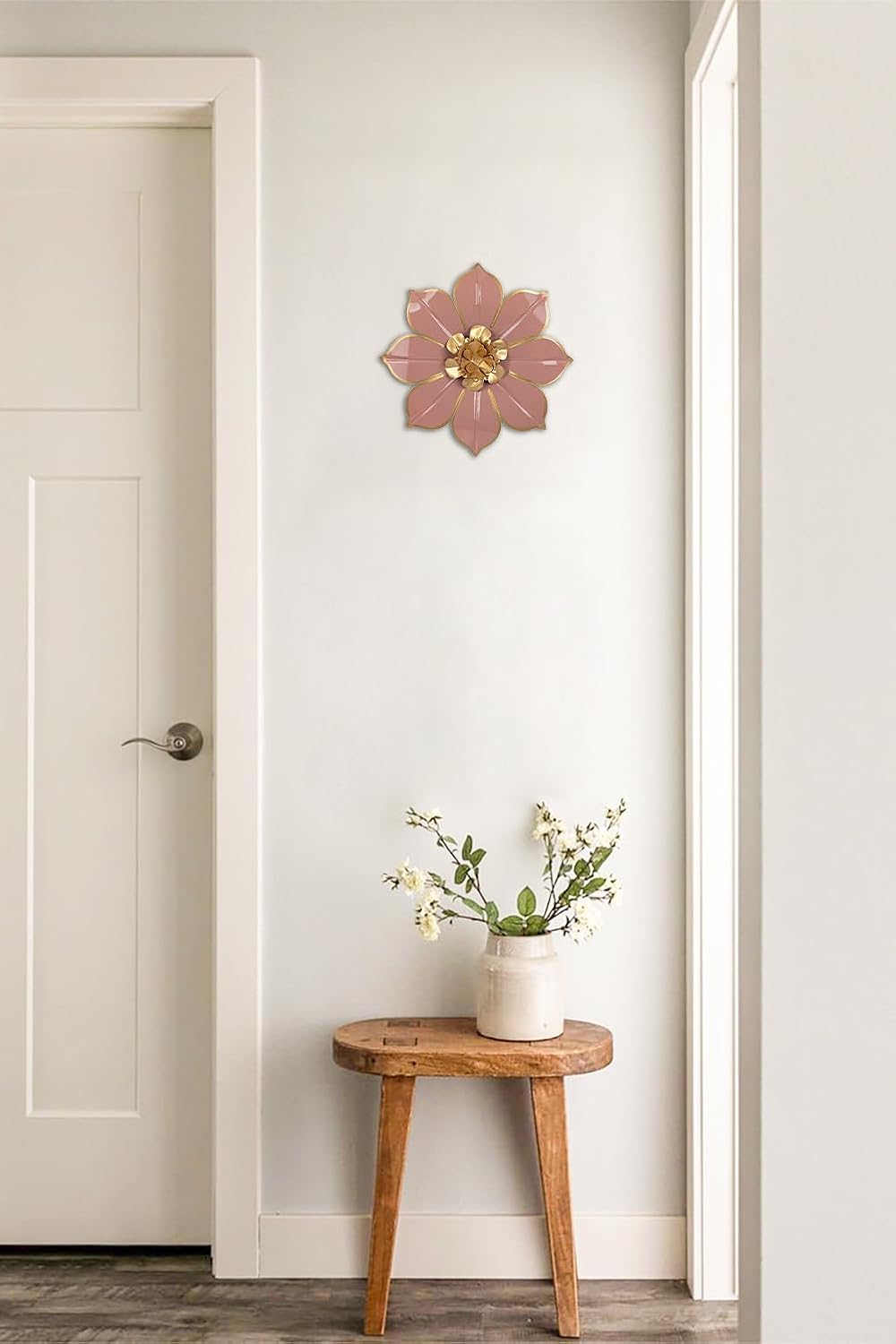 Villa Como 10" Pink and Gold Metal Flowers Wall Art Decor Wall Accent 1PC