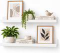 Greenco Picture Shelf, Set of 2 Wall Mounted Photo Ledge Floating Shelves for Bedroom, Living Room, Kitchen, Bathroom, Nursery Display, White Finish