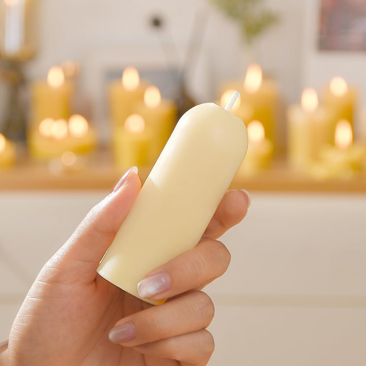 16-Pack 3.5"x1.3" Handmade Pure Beeswax Small Pillar Candles, Clean White