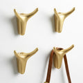 POZEAN 4 Pack Antler Wall Hooks for Hanging, Matte Gold Heavy Duty Coat Hooks Wall Mounted for Coats Hats Bags Keys, Decorative Deer Antler Metal Hook for Entryway Mudroom Bathroom Bedroom (4, Gold)