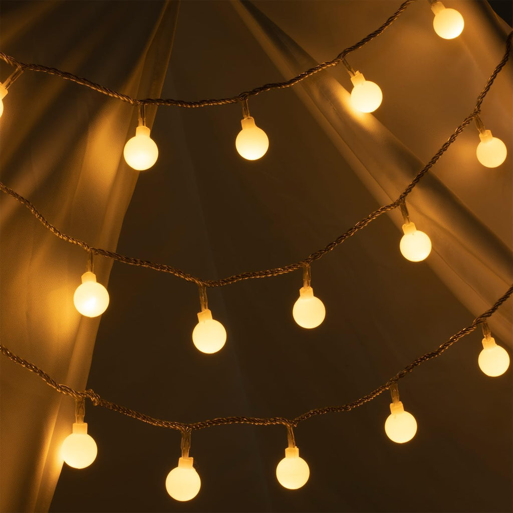 Ogrmar 49FT 100 LED Globe Ball String Lights 8 Modes with Remote Warm White