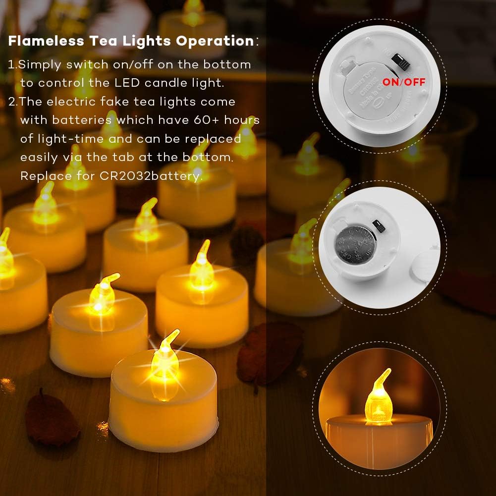ANZOME Flameless Tea Lights with 30 Luminary Bags, LED Battery, 30 Pack