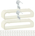 Pants Hangers Space Saving, 30 Pack Velvet Hangers for Closet with 30 Hooks, Strong Durable Non Slip Slim Clothes Hanger, Ultra Soft Flocked Hanger for Pants, Shirts, Bra, Shorts (Cream)
