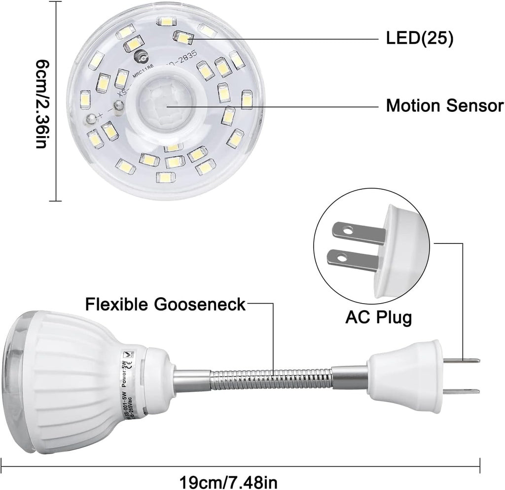 Plug in Motion Sensor Night Light Indoor, PIR Infrared Motion-Activated LED Night Light for AC Outlet,Dusk to Dawn Sensor Smartlight,360° Directional Rotating for Garage Stairway (3W 1pcs)