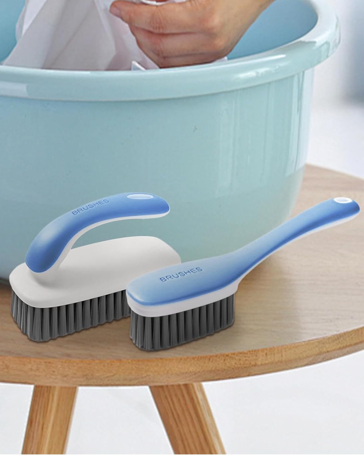 Scrub Brush for Stains-2 Pack Fabric Cleaning Brush,Laundry Stain Remover Brush,Clothes Scrub Brushes Cleaner Soft Bristle Scrubbing Brushes Household Cleaning for Carpet Clothes Bags & More (Blue)