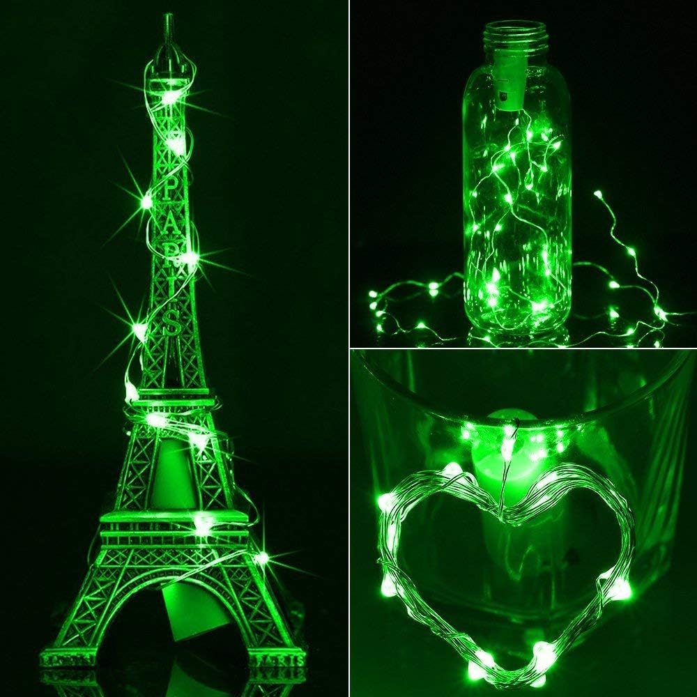 YKB 6 Pack Fairy Lights Battery Operated Starry String Lights with 20 Mini LEDs on 6.6FT Copper Wire, Micro Lights Powered by 2xCR2032(Incl) Batteries, for Halloween Holiday Christmas Decor Green