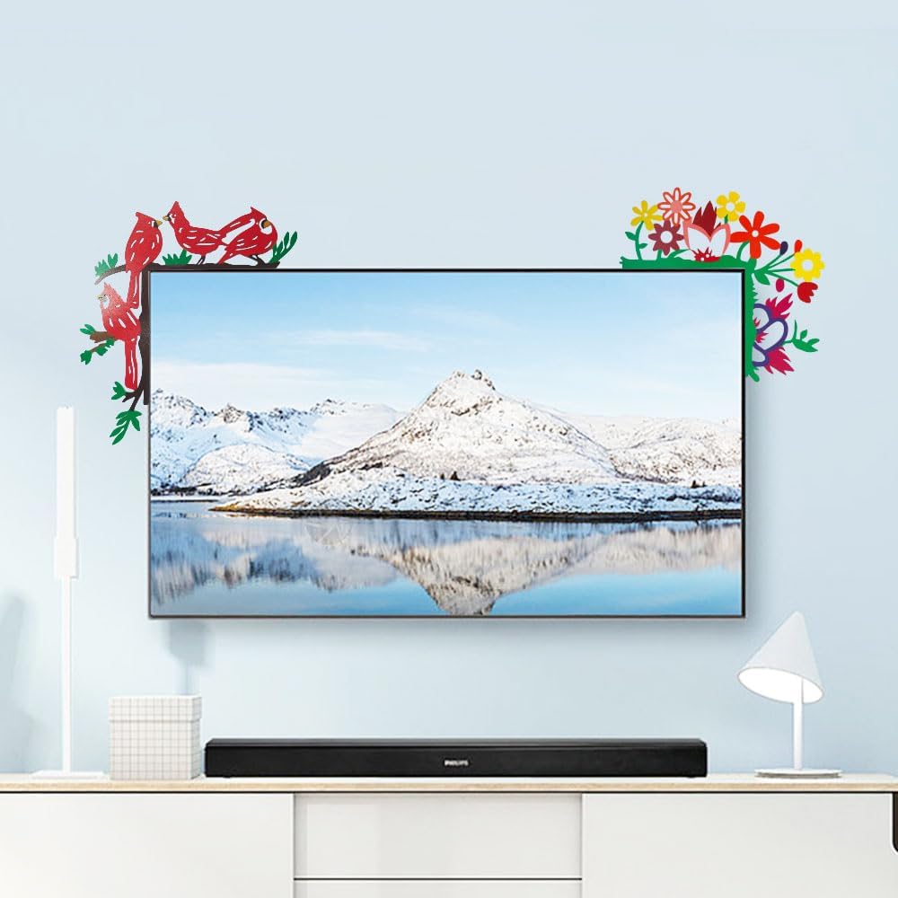 Hand Painted Door Topper, Metal Left Sided Hummingbird Flower Cardinal Flamingo Starfish Leaf Funny Creative Door Frame Topper Corner Silhouette Wall Art Decor for Nature Lovers (Cardinal)