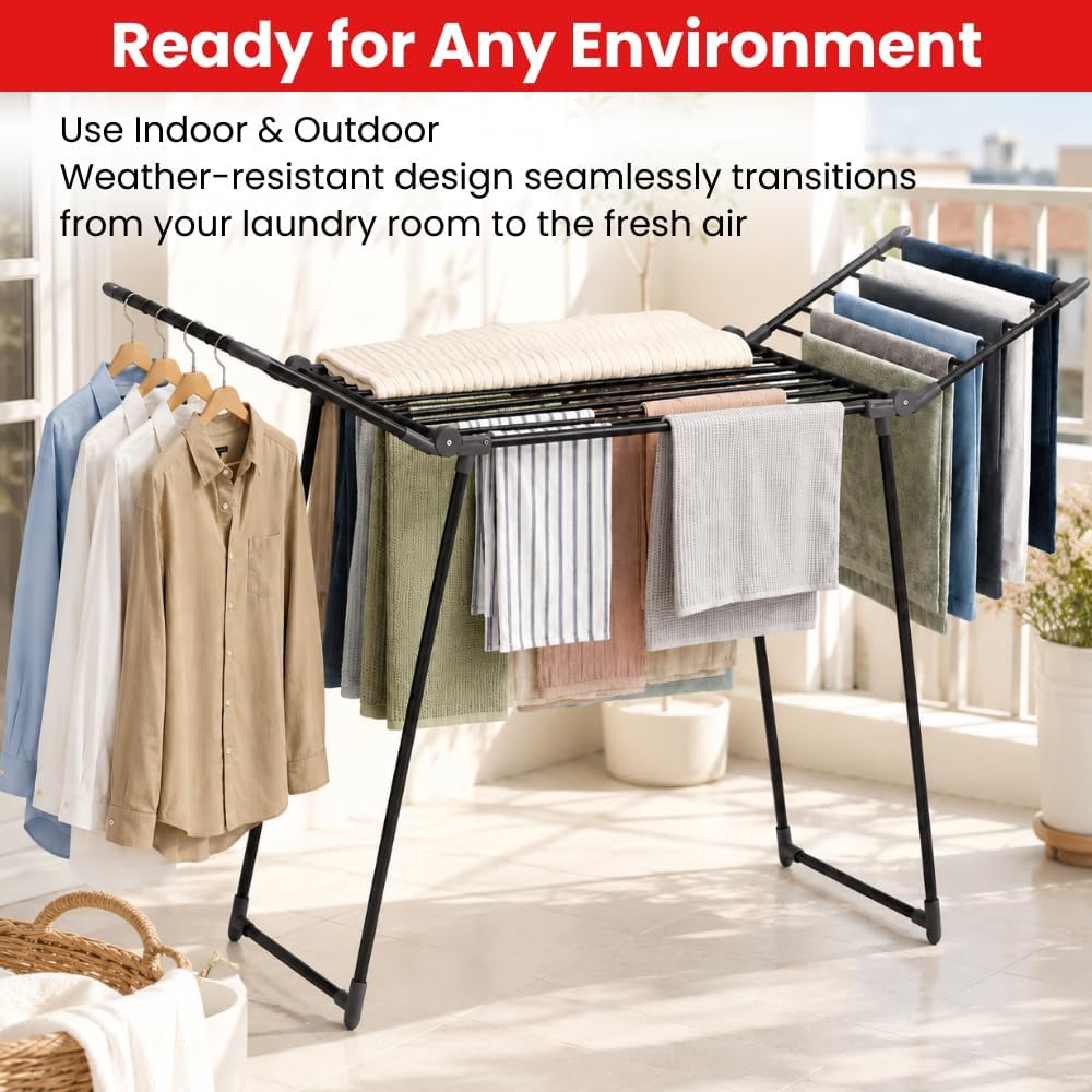 Foldable Clothes Drying Rack | Heavy Duty | 66 lb Capacity | Space Saving