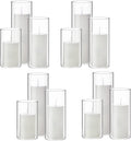 Shihanee 12 Pillar Candles W Vases,2.6'' X 4.7'', 5.9'', 7.9'',White