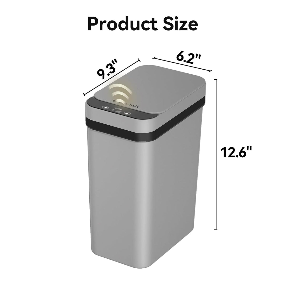 FRESHLIX 3 Pack Bathroom Trash Can 2.5 Gallon Small Touchless Automatic Motion Sensor Trash Cans Slim Waterproof Garbage Bin with Lid for Kitchen, Office, Bedroom Black White Grey