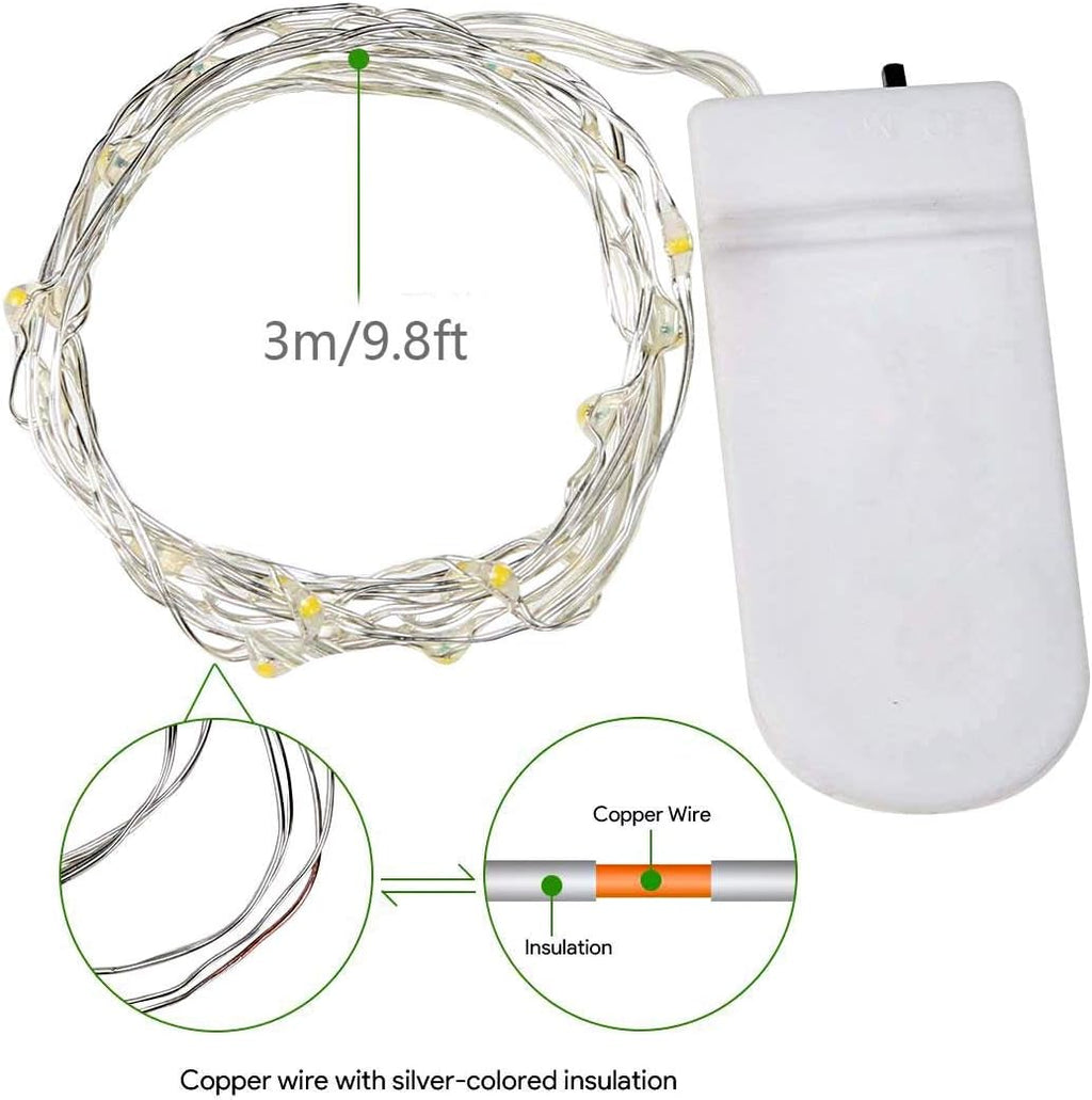 15 Pack 30 LED Micro Starry String Lights Battery Operated(Included),Fairy Waterproof Silver Wire Lights,for DIY Party Garden Wedding Table Indoor&Outdoor Decorations