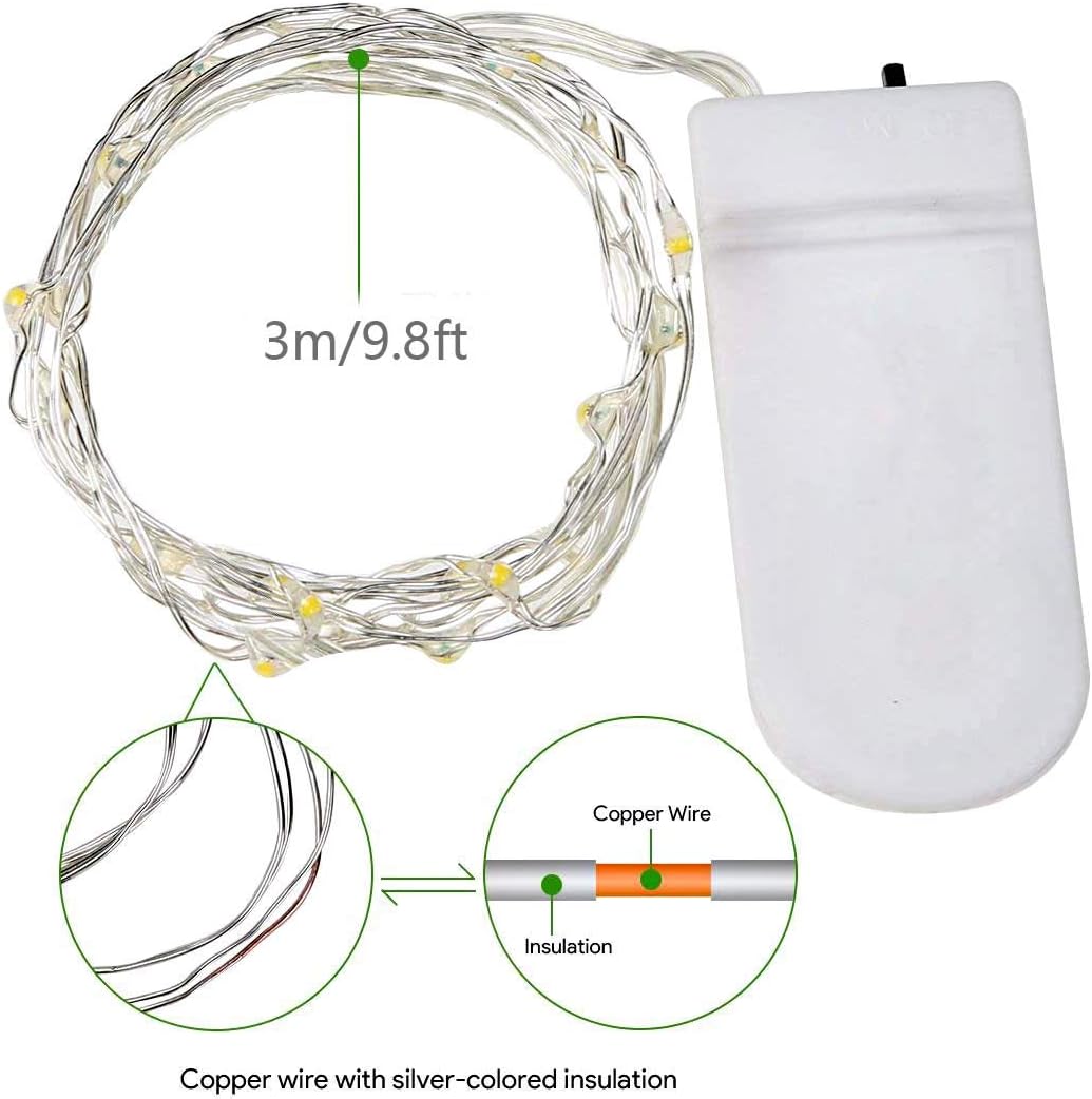15 Pack 30 LED Micro Starry String Lights Battery Operated(Included),Fairy Waterproof Silver Wire Lights,for DIY Party Garden Wedding Table Indoor&Outdoor Decorations