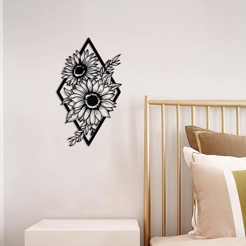 ruelen Metal Sunflower Wall Art,Boho Floral Wall Decor Home Decor