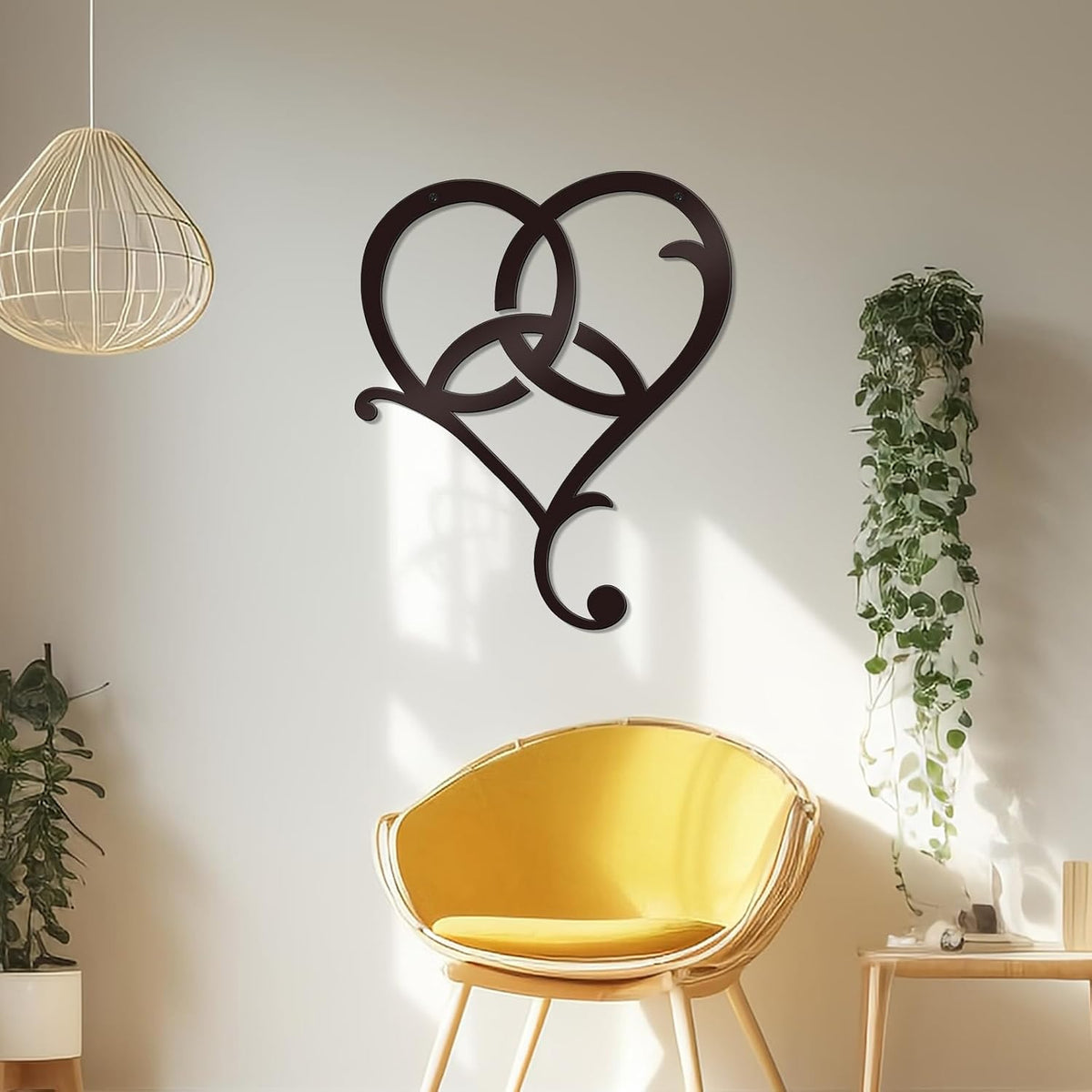 Bnesi Infinity Heart Metal Wall Art Love Signs for Home Decor Black Wall Decor Above Bed Wall Decor Minimalist Wall Art for Living Room Bedroom Bathroom Kitchen (Style L)
