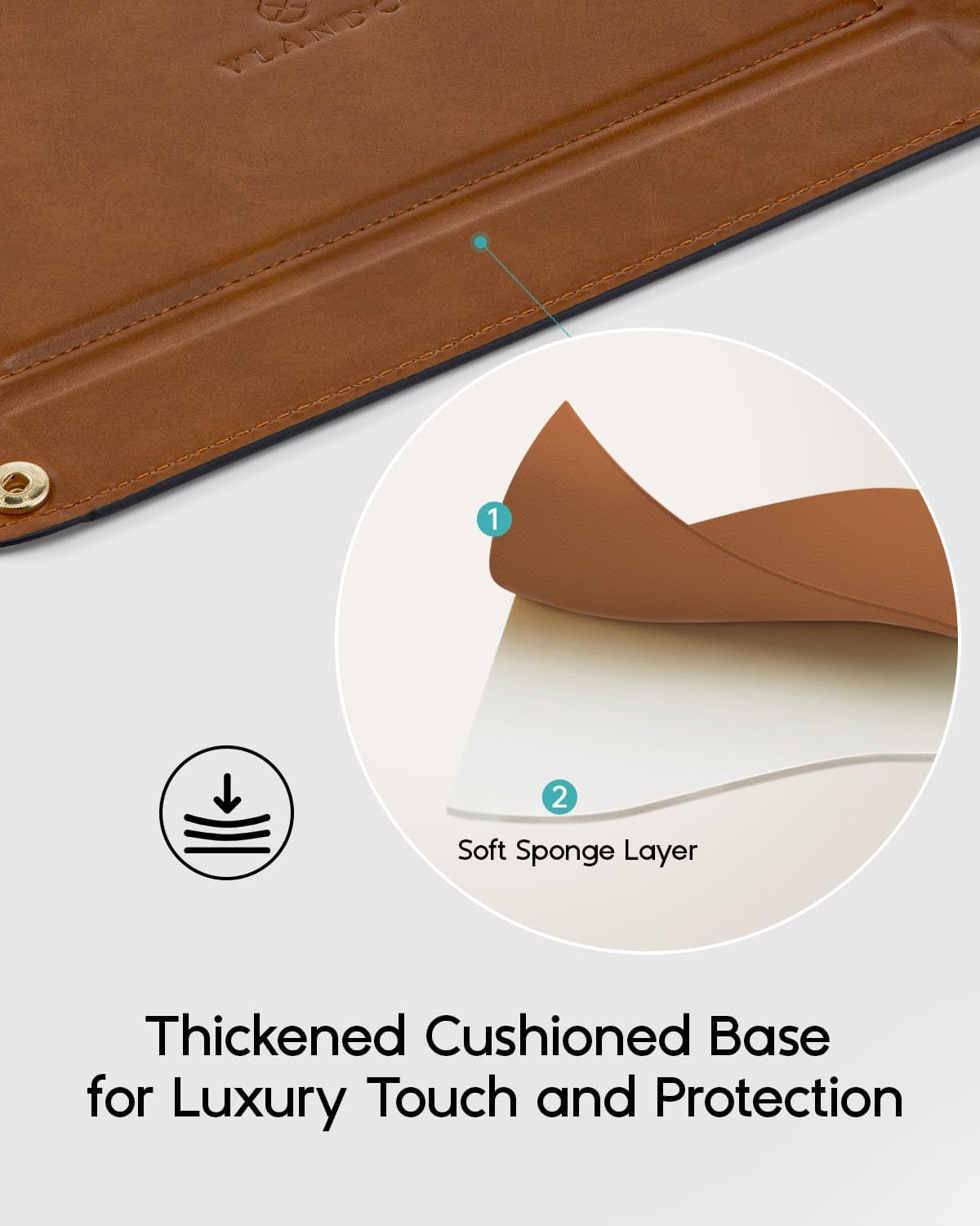 VLANDO Travel Valet Tray for Women, Foldable PU Leather, Light Brown