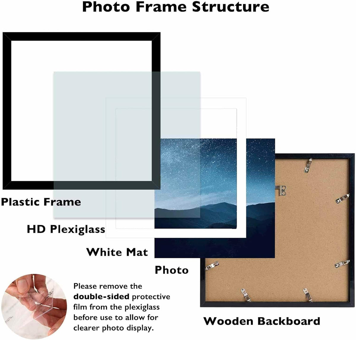 JCJMY 12x12 Picture Frame Set of 3 Black with 10x10 Mat for 30 x 30cm Diamond Art Painting, Display Photo 12 x 12 Without Mat, Wall Hanging Large Frame with Plexiglass, 3 Pack