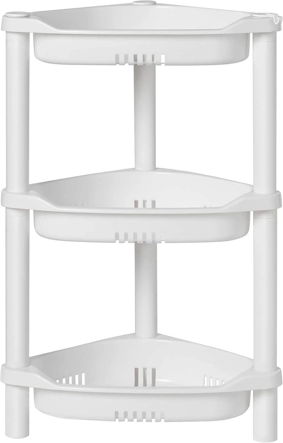 ELYKEN Corner Shower Caddy Standing, 3 Tier Plastic Shower Organizer, White