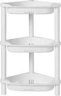 ELYKEN Corner Shower Caddy Standing, 3 Tier Plastic Shower Organizer, White