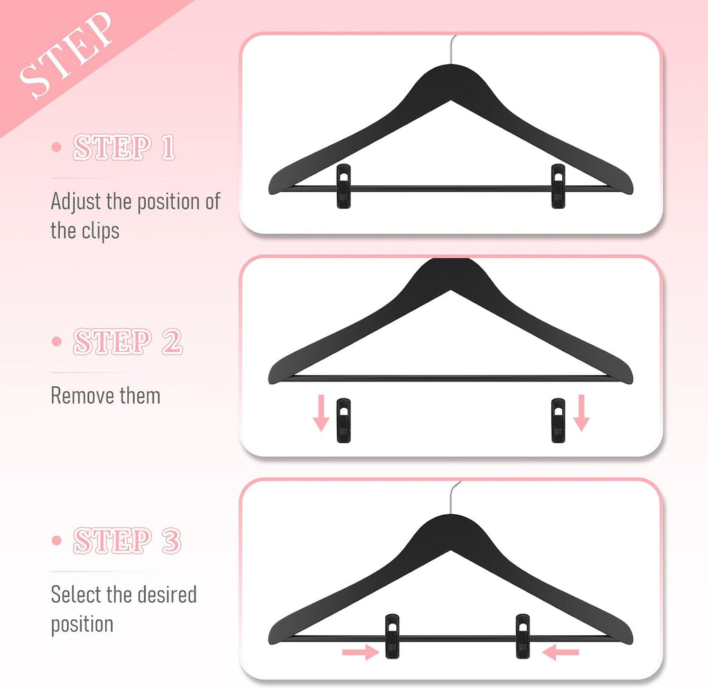 Black Velvet Hangers Clips, 40 Pack Strong Finger Clips Velvet Pants Hanger Velvets Clip Skirt Hanger Clip for Thin Velvets Clothes Suit Hangers