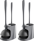 MR.SIGA Toilet Plunger and Brush Combo for Toilet Cleaning, Gray, 2 Set