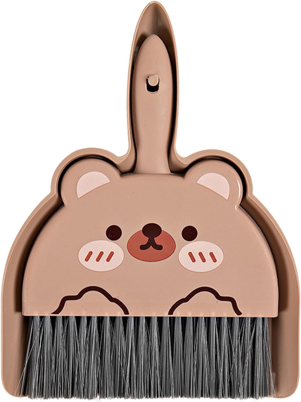 Mini Dustpan and Brush Set, Cartoon Portable Cleaning Broom with Dust Pan, Handheld Dust pan with Cleaning Brush Combo for Desk Keyboard Countertop (Bear)