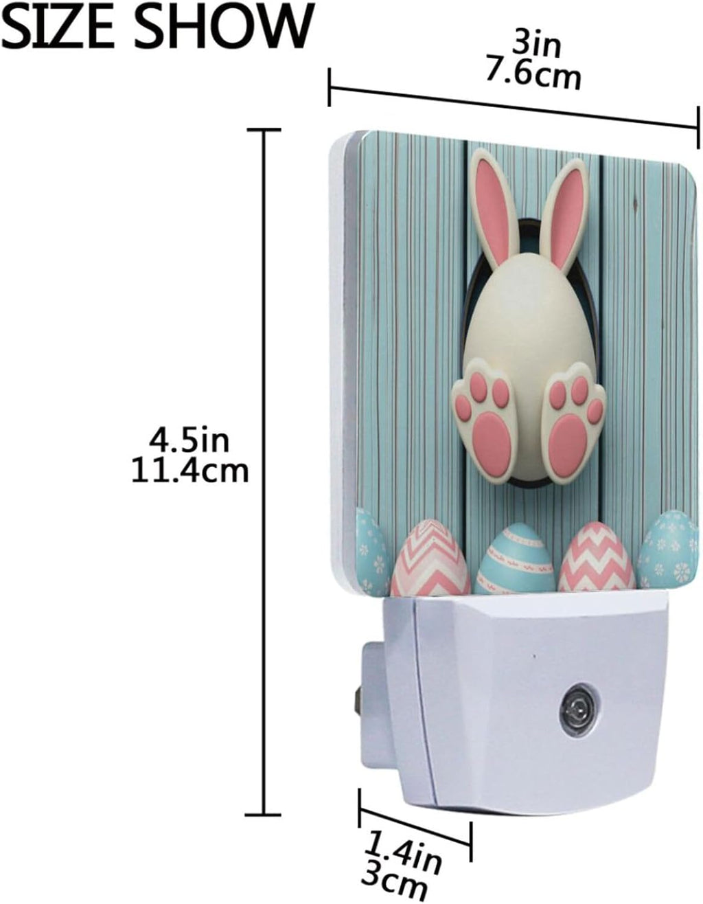 Vdsrup Funny Easter Rabbit Night Light Set of 2 Cute Eggs Bunny Plug-in LED Nightlights Auto Dusk-to-Dawn Sensor Lamp for Bedroom Bathroom Kitchen Hallway Stairs