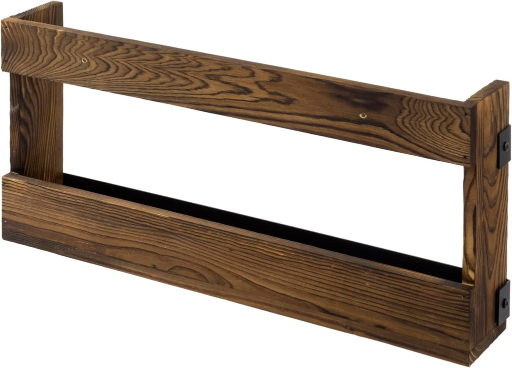 MyGift Magazine Rack, Burnt Wood & Black Metal, Wall-Mounted Display