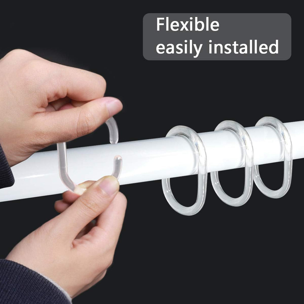 24 pcs Shower Curtain Rings Plastic Shower Curtain Hooks C-Shaped Rings Hook Hanger Bath Drape Loop Clip Glide Bathroom Shower Window Rod (Clear)