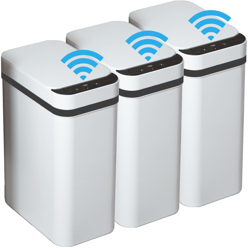 3 PACK - Bathroom Garbage Can with a Lid - 2.5 Gallon Automatic Trash Cans