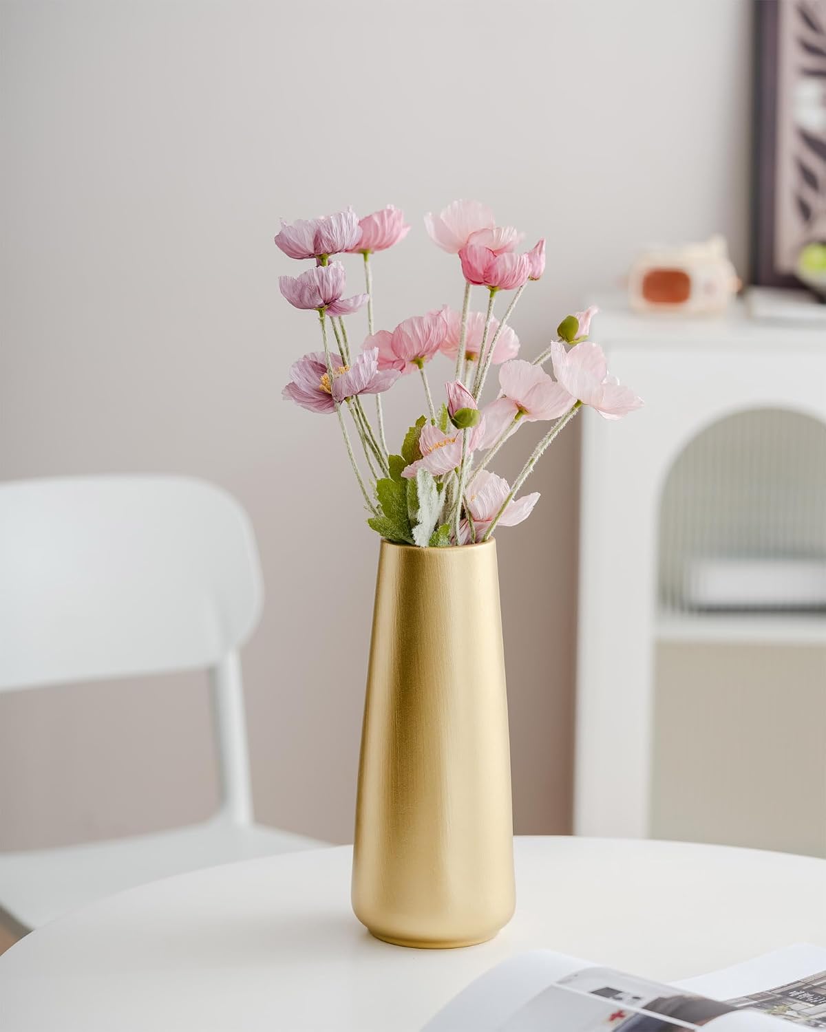Simple Boho Ceramic Flower Vase for Home Decor (Light Gold,Super Big)