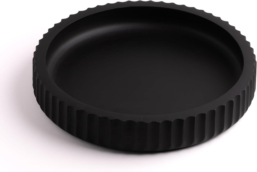 Mango wood fruit bowl, 12" wide X 2" high Large Fruit bowl for kitchen counter |Black Wooden bowl for entryway table or dining table centerpiece décor | Also use as keybowl or for candy (Black)