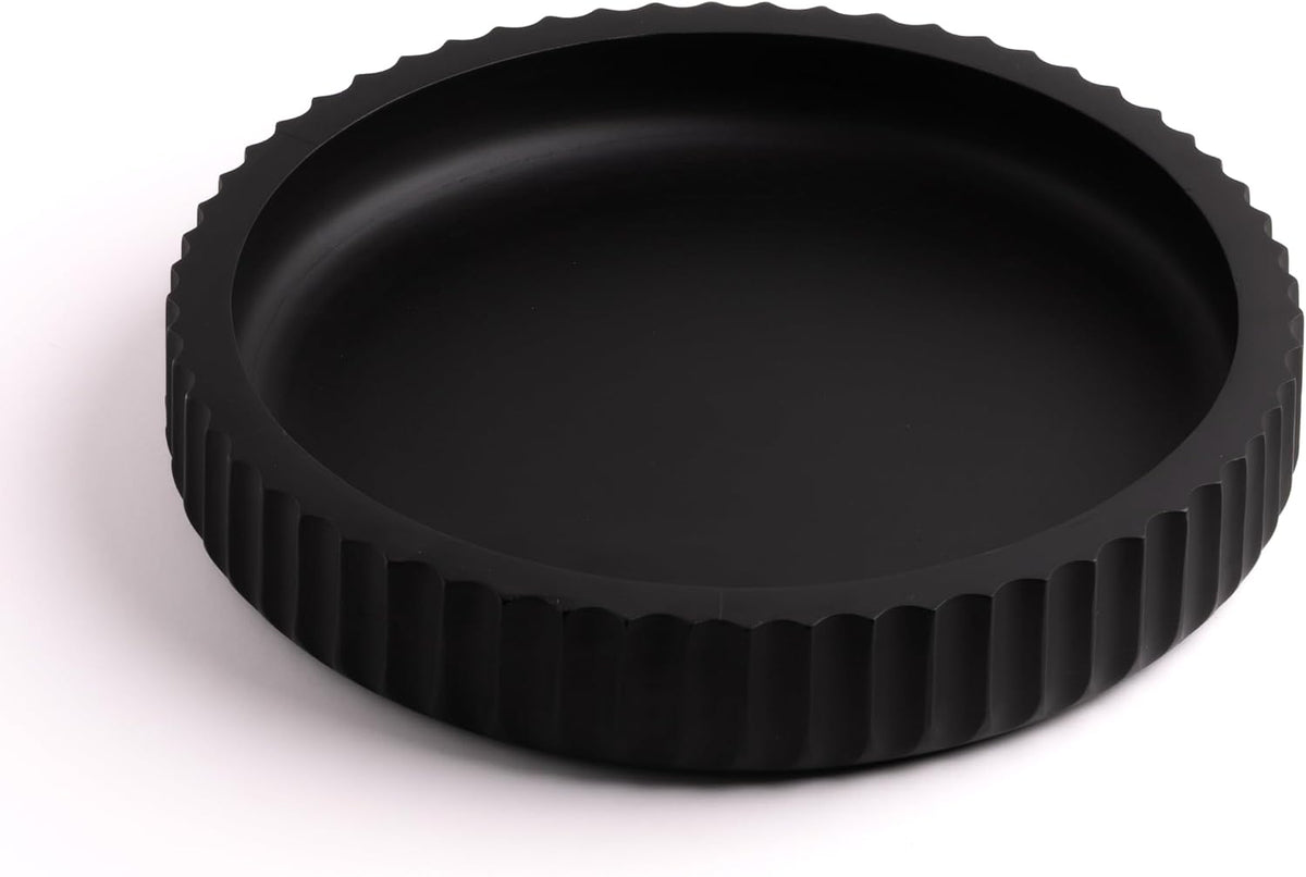 Mango wood fruit bowl, 12" wide X 2" high Large Fruit bowl for kitchen counter |Black Wooden bowl for entryway table or dining table centerpiece décor | Also use as keybowl or for candy (Black)
