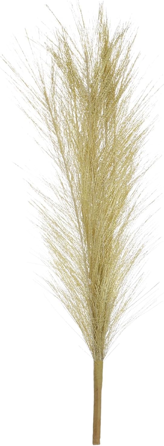 MECCANIXITY 1Pcs Faux Pampas Grass Small 45cm/17.7" Fake Fluffy Pampas Grass 7 Branches Artificial Vase Filler for Home Office Vase Wedding Decoration Gold