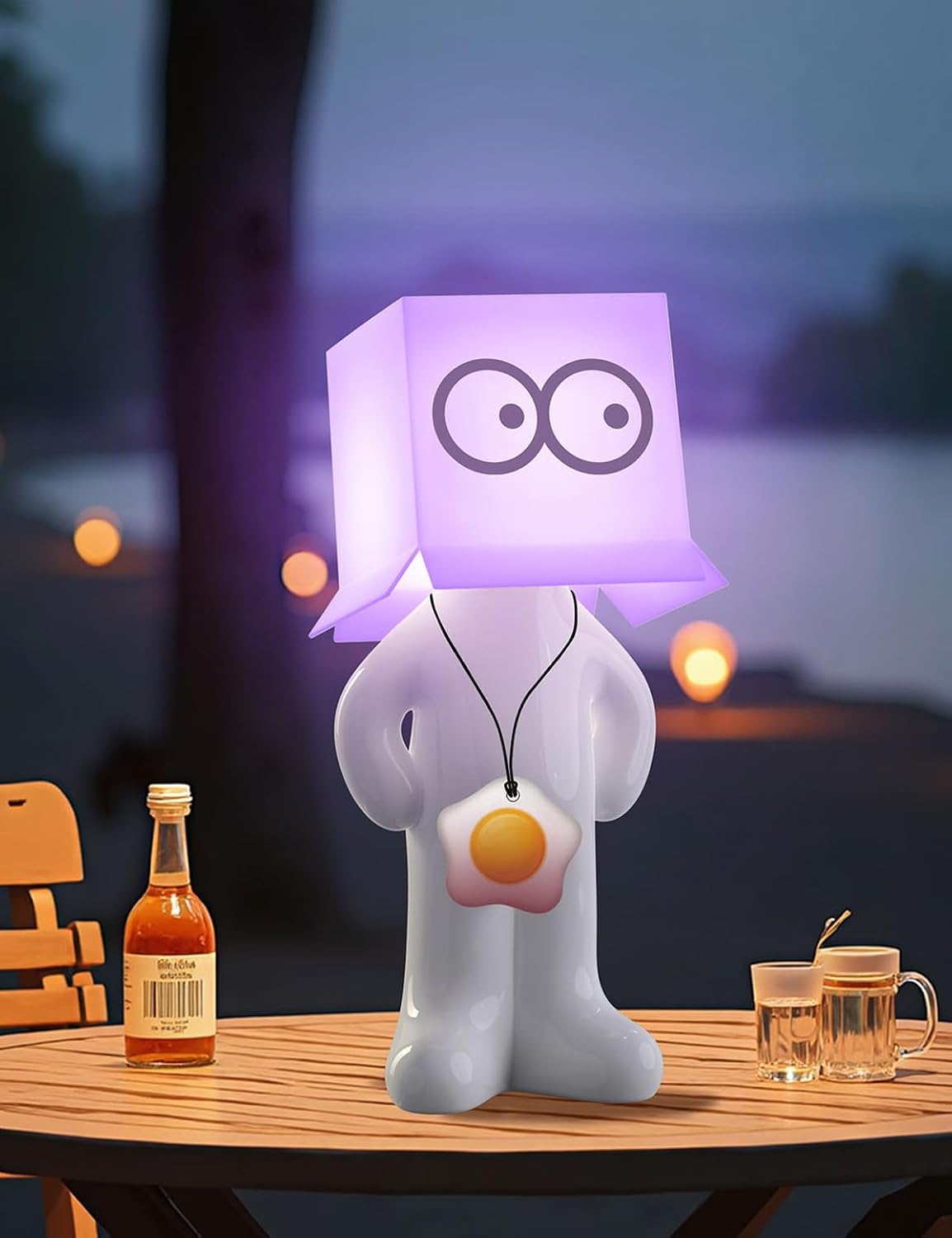 Shy Man Lamp Funny Gag Gift Night Light for Adults Men Women, White (Ivory)