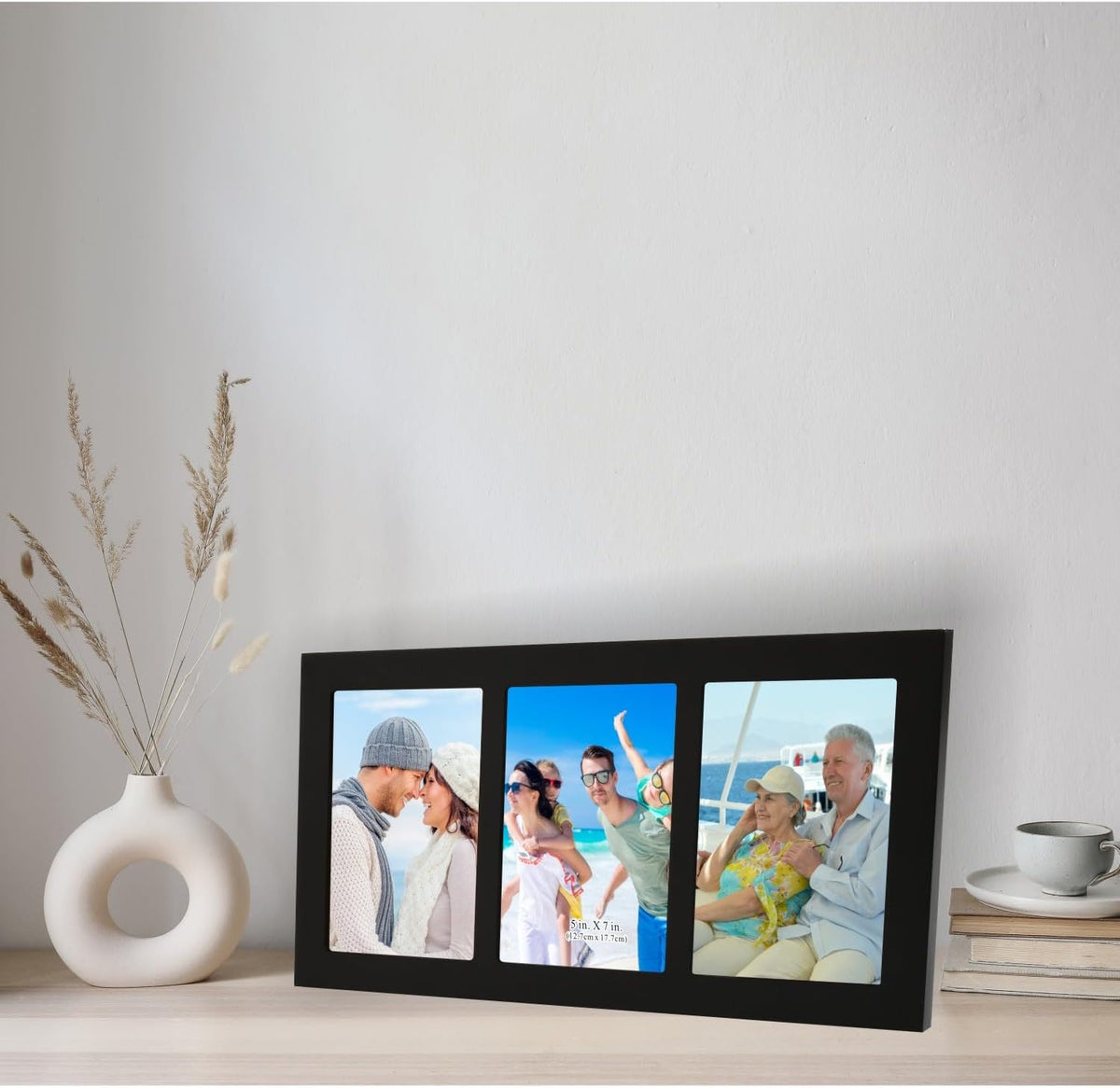 Collage Picture Frame Black Wood 5x7 3-Opening 1 Pack