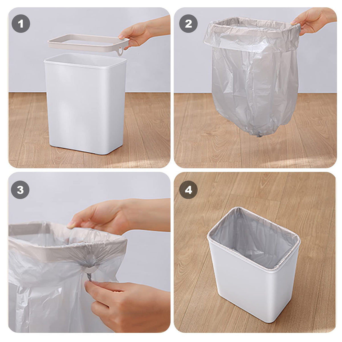 3 PACK - Bathroom Garbage Can with a Lid - 2.5 Gallon Automatic Trash Cans