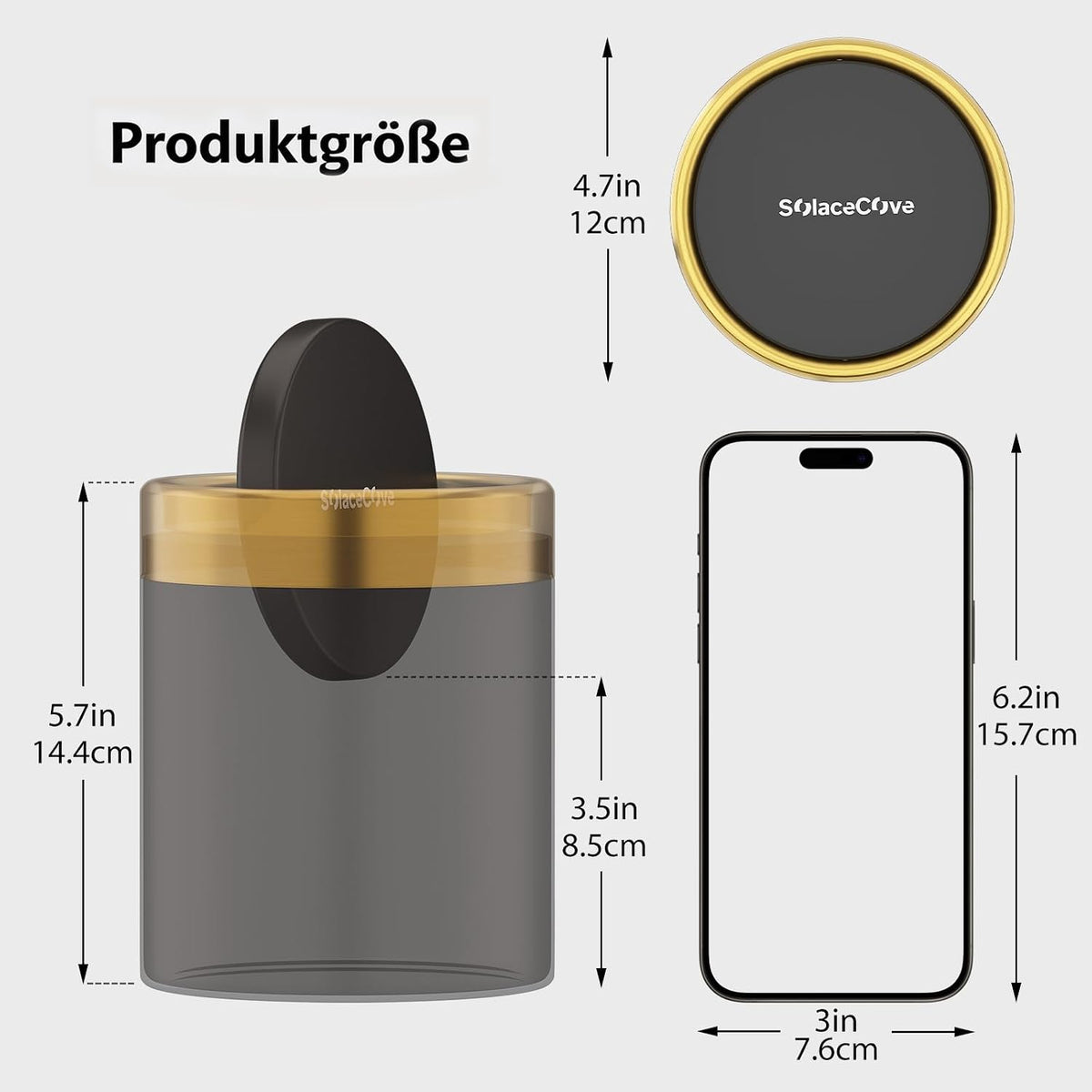 Desktop Trash can with Lid,0.4 Gal Stainless Steel Counter Top Trash Can Mini Bathroom Trash Can for Car,Office,Kitchen,Desk,a Roll of Trash Bag(Black)