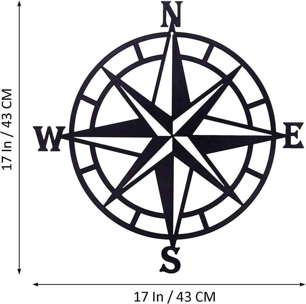 ESTART 17In Black Nautical Compass Metal Beach Theme Wall Hanging Decor