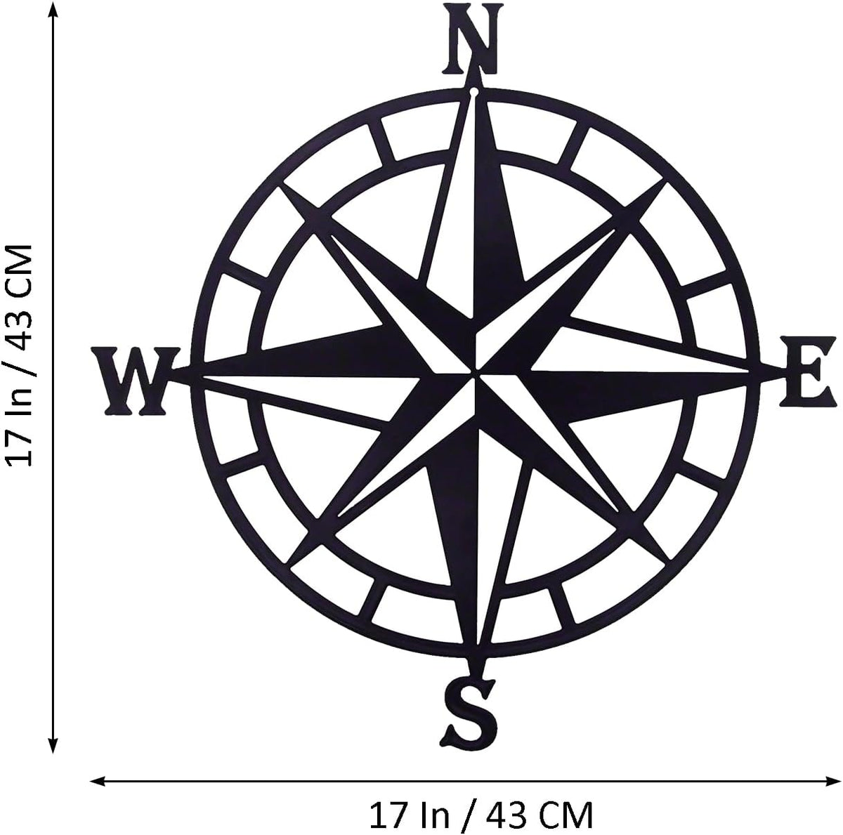 ESTART 17In Black Nautical Compass Metal Beach Theme Wall Hanging Decor