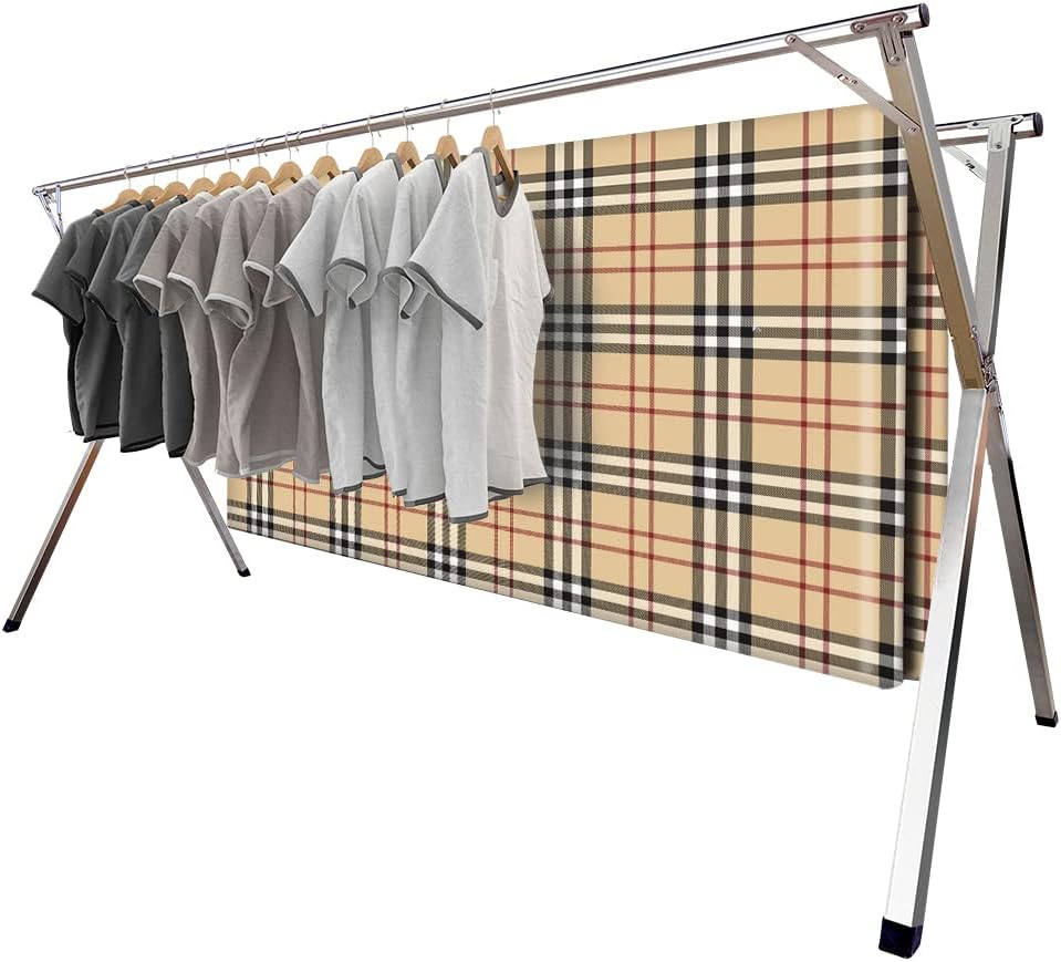 2026 Premium Stainless Steel Clothes Drying Racks, Foldable and Adjustable Laundry Drying Rack Clothing for Indoor Outdoor （79" D x 28.4" W x 50.4" H）