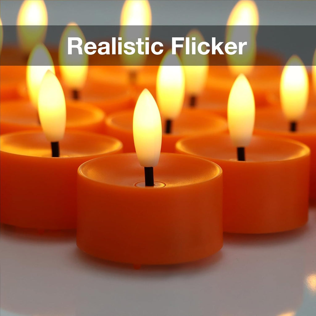 24 Pack Orange Flameless Tea Lights Candles Battery Operated LED Tealights