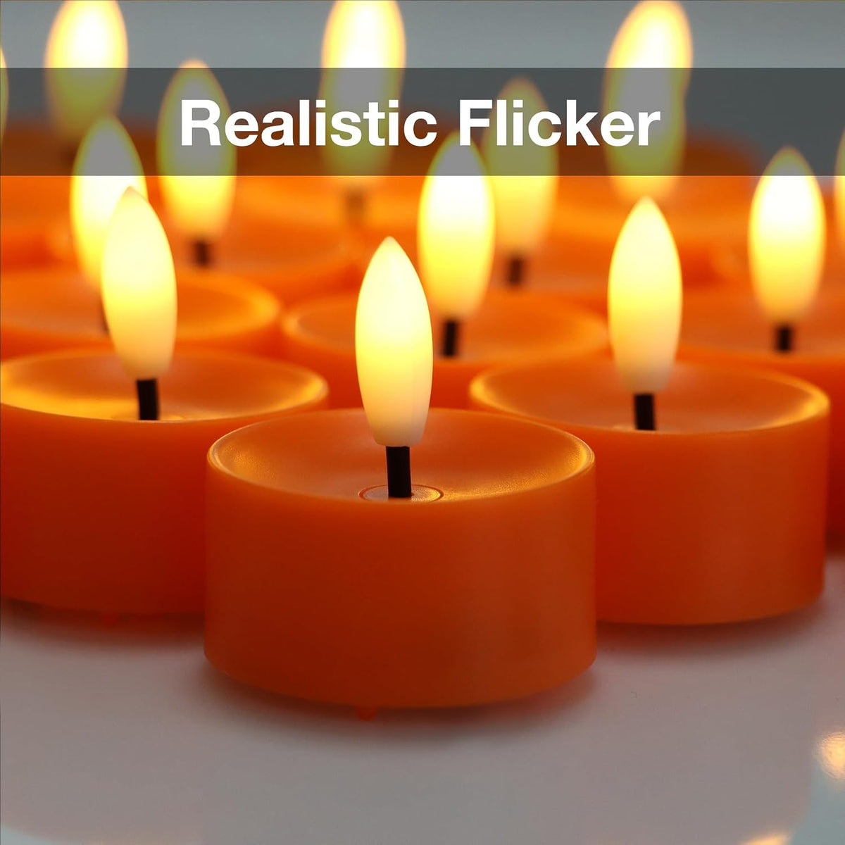 24 Pack Orange Flameless Tea Lights Candles Battery Operated LED Tealights