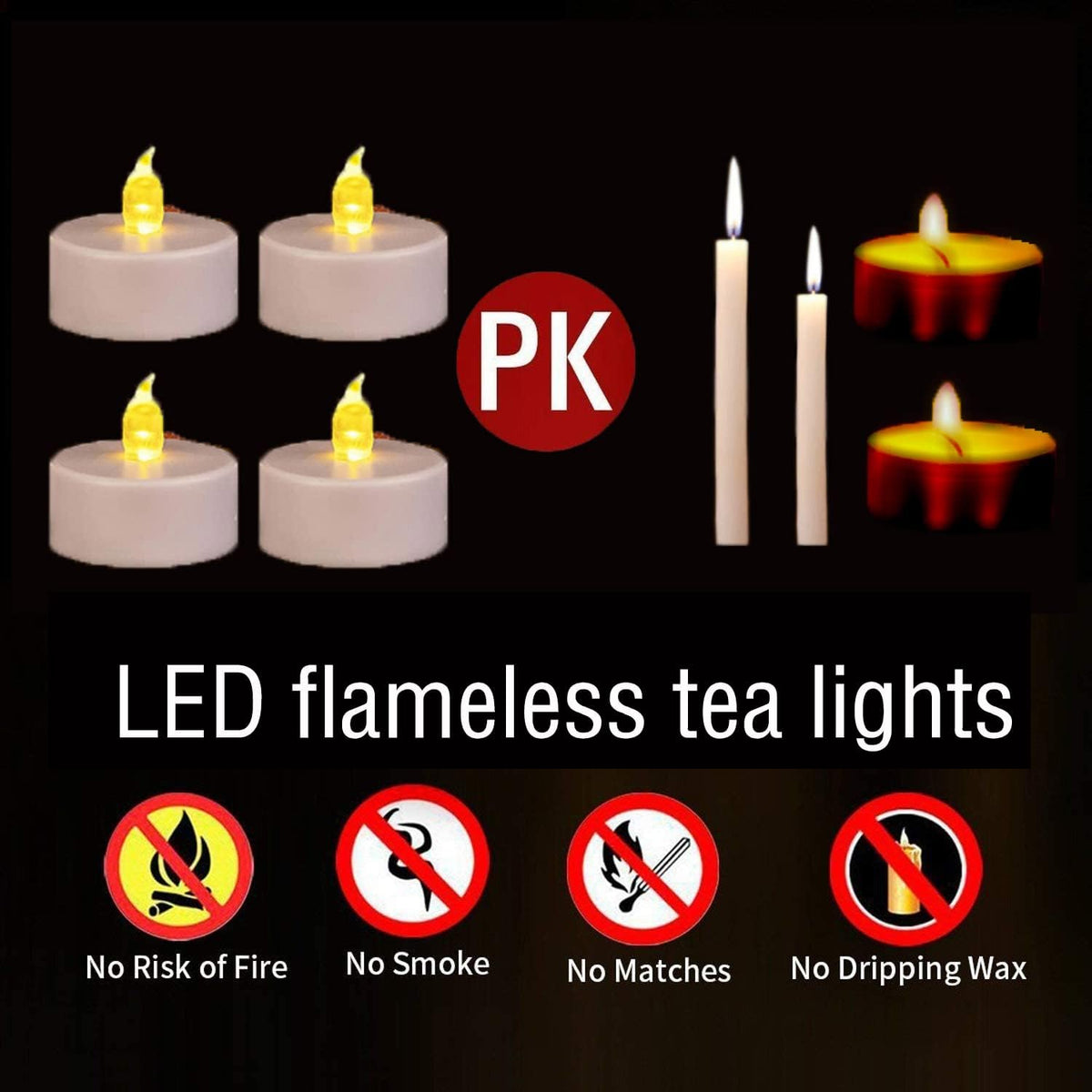 Nancia LED Tea Lights Battery Operated Flameless Candles 50Pack Warmyellow