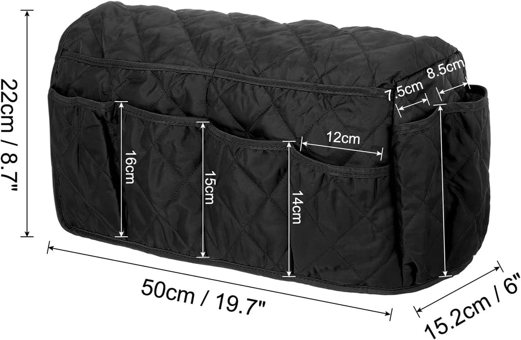 uxcell Sofa Armrest Organizer Non-Slip Armchair Caddy Waterproof Couch Remote Holder Organizers with 14 Pockets for TV Remote Control Cell Phone Magazines Sofa Organization, Black